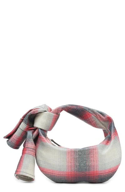 Bottega Veneta Jodie Mini Shirt Tartan-print Top-handle Bag In Grey-red-black-si