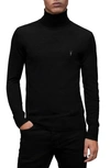 Allsaints Slim Fit Turtleneck Wool Sweater In Black