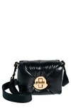 Moncler Mini Puf Leather Crossbody Bag In Black