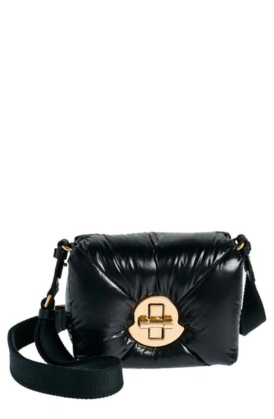 Moncler Mini Puf Leather Crossbody Bag In Black