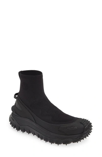 Moncler Trailgrip Sock Sneaker In Black