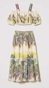 Twinset Jungle-print Cotton Skirt Set In Lime