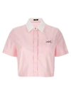 VERSACE STRIPED CROPPED SHIRT SHIRT, BLOUSE PINK