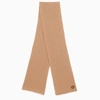 GUCCI GUCCI CAMEL-COLOURED CASHMERE SCARF WITH LOGO WOMEN