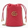 GUCCI GUCCI GG MARMONT RED LEATHER BUCKET BAG WOMEN