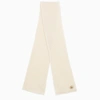GUCCI GUCCI IVORY CASHMERE SCARF WITH LOGO WOMEN