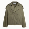 Loewe Cropped Silhouette Cotton Trench Coat In Green