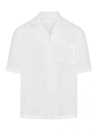 120% Lino Short Sleeve Men Shirt In White