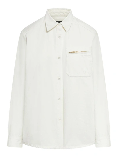 Apc Tina Long-sleeved Denim Shirt In White