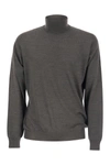 Fedeli Turtleneck Sweater In Virgin Wool In Gray