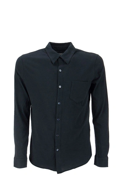 Majestic Deluxe Cotton Long Sleeve Shirt In Marine