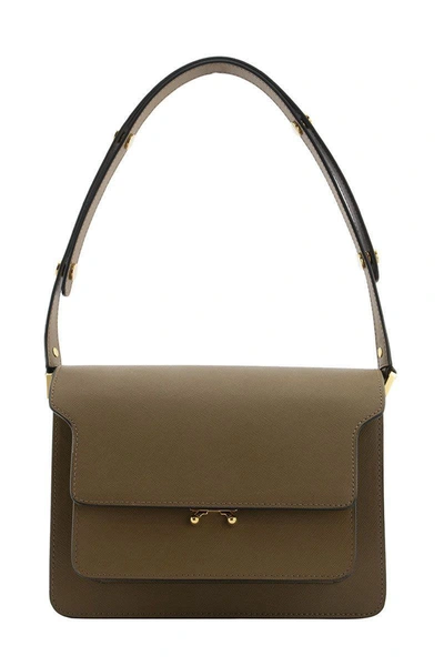 Marni Trunk Bag In Mono-coloured Saffiano Calfskin In Brown