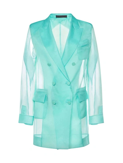 Max Mara Negrar Organza Double-breasted Blazer In Blue