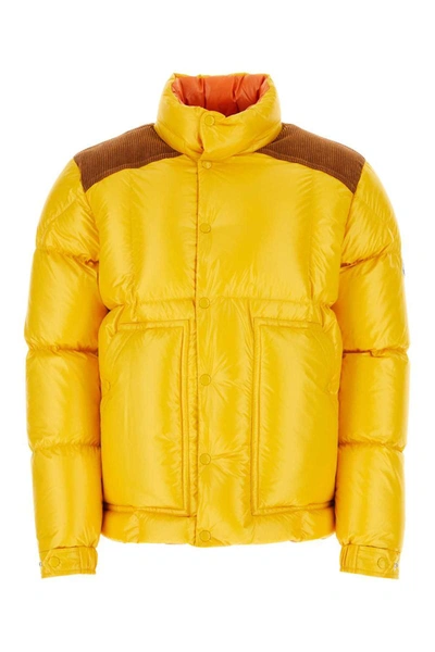 Moncler Ain Panelled Puffer Jacket In Yellow