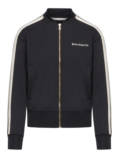 Palm Angels Faux Leather Sports Bomber Style In Black