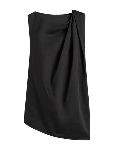 Totême Shoulder-twist Satin Top In Black