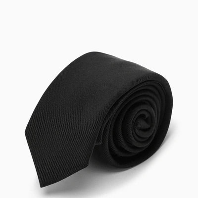 Saint Laurent Black Silk Tie Men