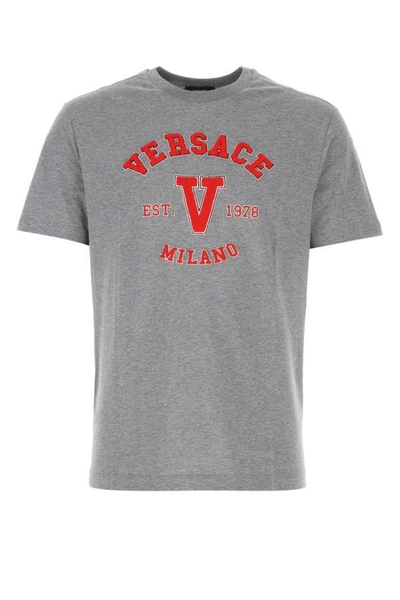 VERSACE VERSACE MAN MELANGE GREY COTTON T-SHIRT