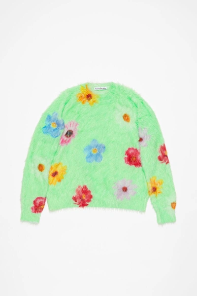 Acne Studios Flower Print Sweater Light Green M In Lightgreen