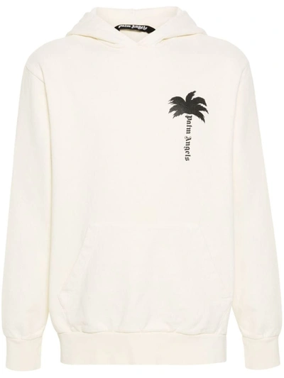Palm Angels Logo Cotton Hoodie In White