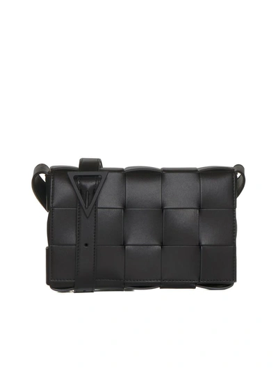 Bottega Veneta Black Cassette Leather Shoulder Bag In Brown