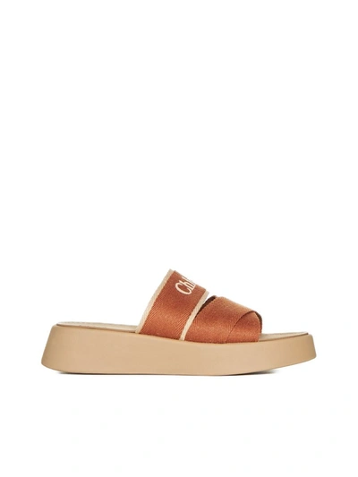 Chloé Mila Platform Mules With Open Toe In Brown