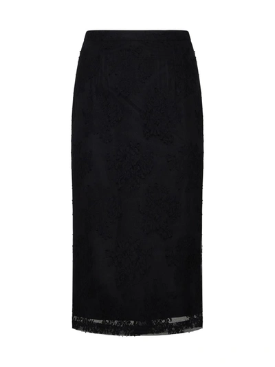 Dolce & Gabbana Lace Sheath Skirt In Black