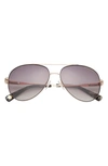 Ted Baker 57mm Full Rim Aviator Sunglasses In Gold