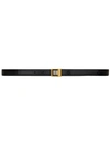 Saint Laurent Logo-engraved Leather Belt In Black
