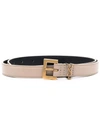 Saint Laurent Paris Women Cassandre Thin Belt With Square Buckle In Box Leather In Nude & Neutrals