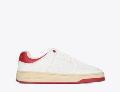 Saint Laurent Leather Low-top Sneakers With Block Sole In White