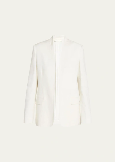 The Row Harvy Open-front Linen Jacket In Off White