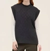 GRADE & GATHER CABLE SWEATER VEST IN COAL