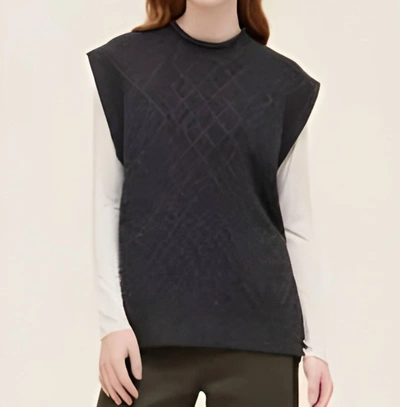 Grade & Gather Cable Sweater Vest In Coal In Blue