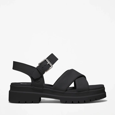 Timberland London Vibe Womens Cross Strap Sandals In Jet Black