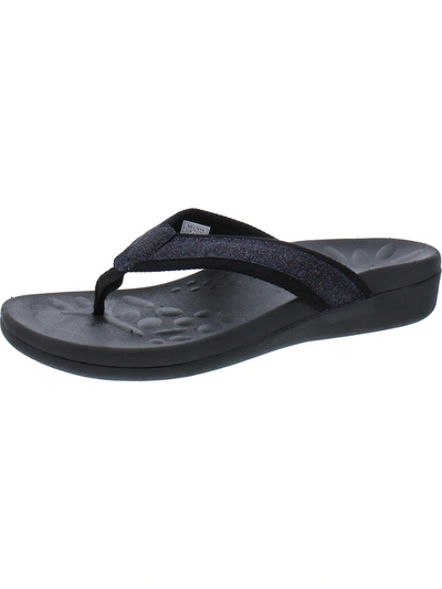 Megnya Womens Glitter Slip-on Thong Sandals In Black