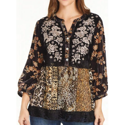 John Mark Mindful Meditation Tunic In Multi In Black