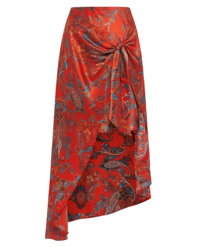 L Agence Esa Paisley-print Sarong Skirt In Red