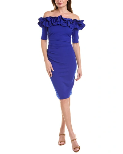 Joseph Ribkoff Ruffle Mini Dress In Blue