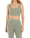 Z SUPPLY WAFFLE TANK BRA IN AGAVE GREEN