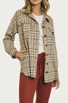 J.NNA CHECKED WOOL-BLEND SHIRT-JACKET IN BROWN
