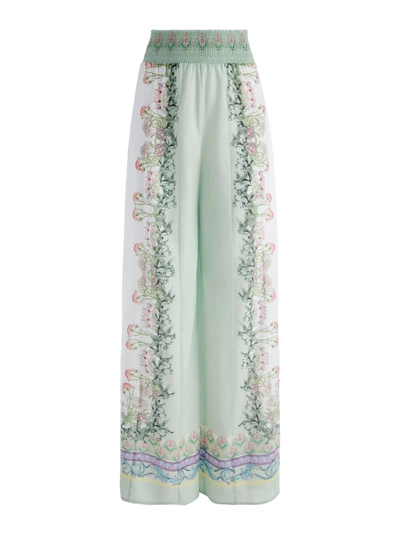 Alice And Olivia Mix-print Flare Bootcut Trousers In Blue