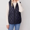 Charlie B Hooded Puffer Vest In Black In Black