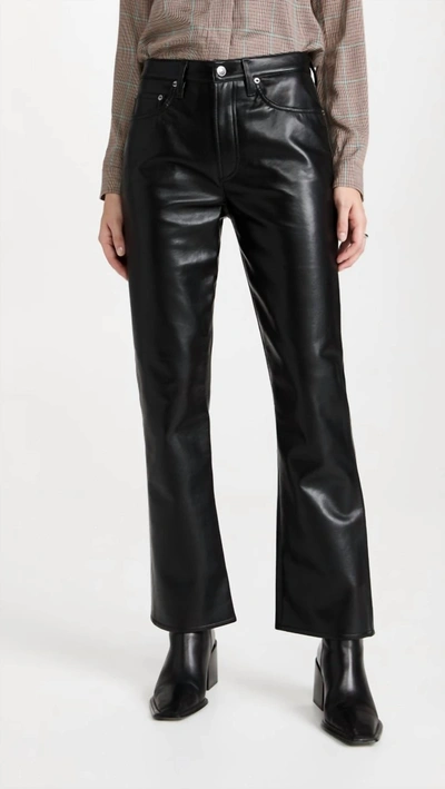 Agolde Recycled Leather Mid Rise Relaxed Boot Pants In Detox In Black