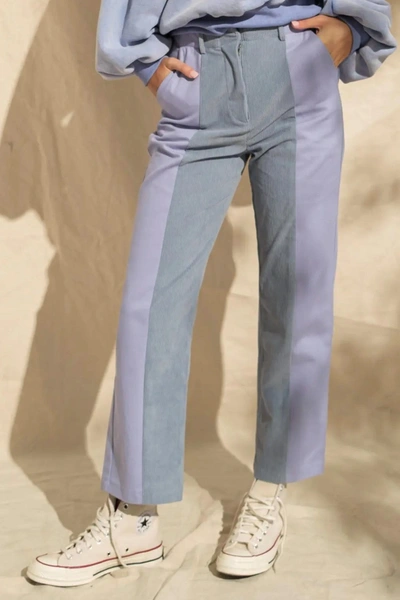 Papermoon Danielle Split Panel Pants In Blue In Grey