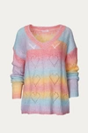 ESLEY COLLECTION HEART V-NECK KNIT SWEATER IN RAINBOW