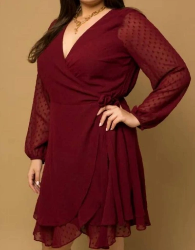 Gilli Wrap Around Dress In Burgundy In Red