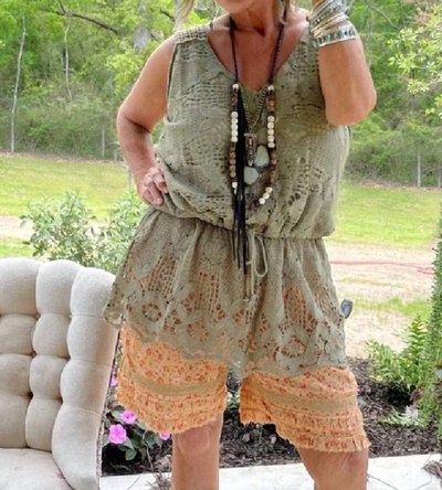 Jaded Gypsy Dream Weaver Tunic Top In Olive In Beige