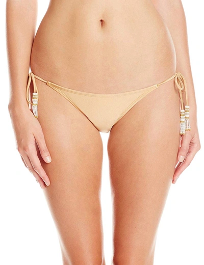 Pq Swim Women's Adjustable Tie Strap Teeny Bikini Bottom Swimsuit In Lux In Beige