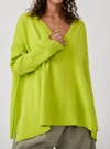 FREE PEOPLE ORION TUNIC SWEATER IN ACID LIME